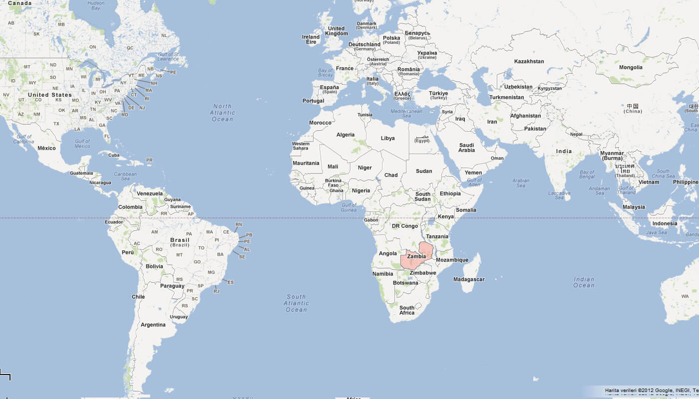 map of zambia world